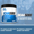 Evlution EVL BCAAs Amino s Powder - BCAA Powder Post Workout Recovery Drink and Stim Free Pre Workout Energy Drink Powder - 5g Branched Chain Amino s Supplement for Men - Unflavored Powder