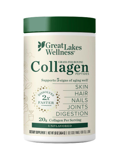 Great Lakes Wellness Collagen Peptides Powder for Skin Hair Nails Joints and Digestion Unflavored 16 Oz