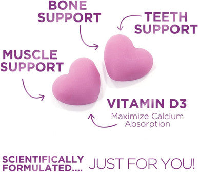 Calcium Supplements For Women + 400 Iu Vitamin D3 - Sugar-Calcium Chews Gummy For Bone & Immune Support, Supports Teeth & Bone Strength, Chewable Calcium Supplement For Women & Men - 60 Gummies