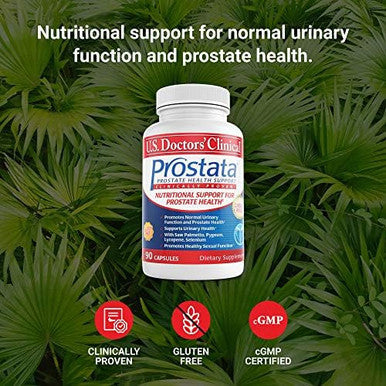 U.S. Doctors' Clinical Prostata Prostate Supplement For Men - Healthy Urinary Tract, Bladder Function, Bph Symptoms With Saw Palmetto, Vitamin E & A, Pumpkin Seed - 60 Capsules - 20-Day Supply