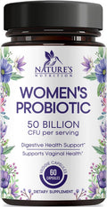 Nature'S Nutrition Probiotics for Women's Digestive Health 50 Billion CFU for Vaginal pH Gut Health & Immune Support Daily Probiotic Supplement for Feminine Health 5 Strains Gluten - 60 Capsules