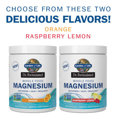 Garden of Life Dr. Formulated Whole Food Magnesium 419.5G Powder - Orange Chelated Non-Gmo Vegan Kosher Gluten & Sugar Free Supplement With Probiotics - Best For Anti-Stress Calm & Regularity