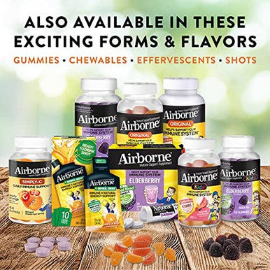 Airborne Kids 500Mg Vitamin C Chewable Tablets With Zinc Immune Support Supplement With Powerful Anitoxidant Vitamins A C & E 32 Chewable Tablets Very Berry