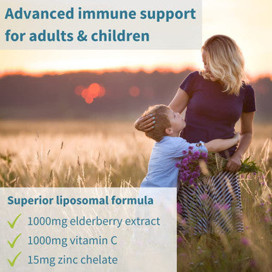 Liquid Elderberry 1000mg & Liposomal Vitamin C, Sugar-Free Syrup for Adults & Kids, Plus Zinc, Copper & Selenium, Advanced Immune Support Supplement, Berry Flavor, 30-90 Servings, by Igennus