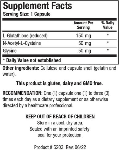 Biotics Research GSH Plus 15 milligrams Glutathione and Glycine Strong Antioxidant Cellular Health 60 Caps