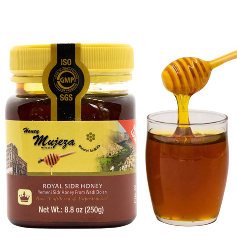Raw Royal Honey - Authentic Yemen Sidr Honey - Supports Mental Health, Memory and Cognition, 100% Natural, Raw Liquid Honey, Gluten Free (250g/ 8.8 oz)