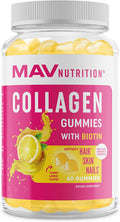 Collagen Gummies 200MG with Biotin 2500MCG Vitamin C E Zinc Lemon Flavor Anti Aging Hair Growth Skin Strong Nails Hydrolyzed Collagen Protein Supplements 60 NonGMO Gummy Vitamins