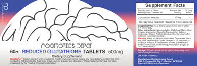 Reduced Glutathione Tablets | 500mg | 60 Count | May Help Support Cognitive Function, Balanced Oxidation Levels, & Skin Health