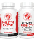 Silver Fern Brand Gut Health Tune Up Kit - Multi Function Ultimate Probiotic (1 Bottle - 60 Capsules) & Digestive Enzyme (1 Bottle = 90 Capsules) Helps Digestive Health, Mood, Reduce Cravings