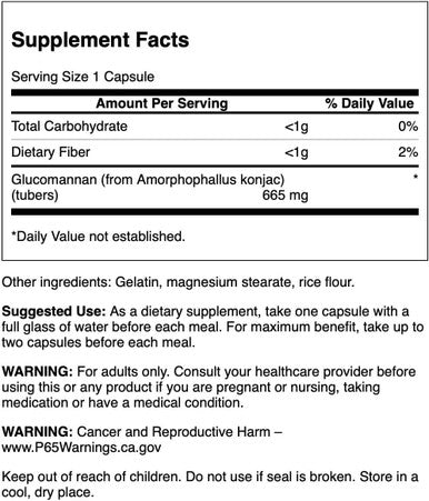 Swanson Glucomannan (Konjac Root) 665 mg 90 Caps (2 Pack)