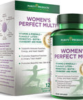 Womens Perfect Multi by Purity Products Balanced Multivitamin Supports Urinary Tract Health Immune Bone Muscle Hair Skin Nails an Elite Probiotic for Digestive Health More 120 Tablets