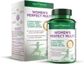 Womens Perfect Multi by Purity Products Balanced Multivitamin Supports Urinary Tract Health Immune Bone Muscle Hair Skin Nails an Elite Probiotic for Digestive Health More 120 Tablets