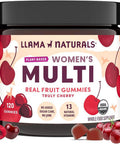 Llama Naturals Multivitamin for Women Vegan Organic Gummies with Vitamin D C and K Women's Real Fruit Gummy Vitamins Chewable Multivitamin Supplement No Added Sugar Cane Cherry 120 Ct