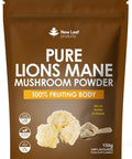 Lions Mane Mushroom Powder - Lions Mane Supplement High Strength 3000Mg Mushroom Powder - 100% Fruiting Body Lion'S Mane - 60 Servings Lions Mane Powder - Made In The Uk By Leaf