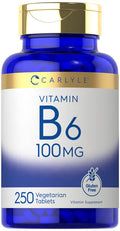 Carlyle Vitamin B6 100Mg | 250 Tablets | Vegetarian, Non-Gmo, Gluten Free