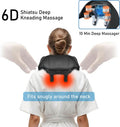 Neck And Shoulder Deep Tissue Massager, Cordless Deep Kneading Massagers With 6 Massage Nodes, Shiatsu Neck Back Shoulder Massager With Heat For Traps, Back & Leg, Gifts For Men Women, Home Use