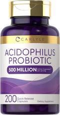 Carlyle Acidophilus Probiotic | 500 Million CFU | 200 Capsules Non-GMO & Gluten | Probiotic for Men & for Women