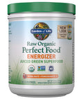 Garden of Life Raw Organic Perfect Food Energizer Juiced Green Superfood Powder - Yerba Mate Pomegranate 30 Servings Green Superfood Powder & Probiotics Gluten Free Whole Food Greens Supplements