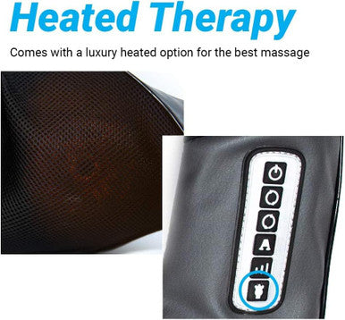 Ireliev Wireless Rechargeable Shiatsu Neck & Back Massager With Heat - 3D Deep Tissue Kneading Massage Pillow - Adjustable Intensity - Shoulders, Leg, Body - Home, Car, Office - Travel Bag