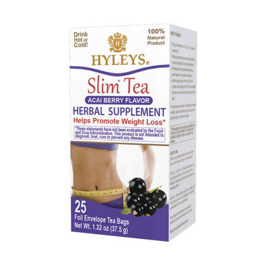 Hyleys Colon Cleanse BlackBerry (1 Pack) and Slim Tea Acai Berry Flavor - Weight Loss Herbal Supplement Cleanse and Detox - 25 Tea Bags (1 Pack)
