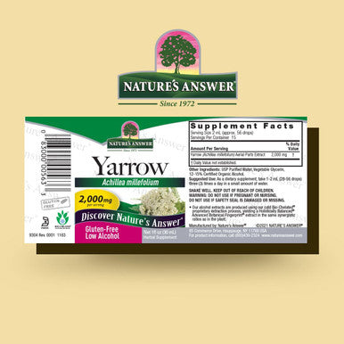 Nature'S Answer Yarrow Flowers Dried Herb with Organic Alcohol 1-Fluid Ounce | Promotes Reduction of Inflammation | Digestive Support