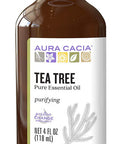 Aura Cacia 100 Pure Tea Tree Essential Oil GC/MS Tested for Purity 120 ml 4 fl. oz. Melaleuca alternifolia