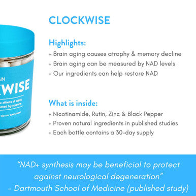 TruBrain Clockwise | Nicotinamide | NAD Booster | Increases Energy & Promotes Anti Aging | Cell Immunity