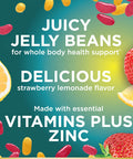 Nature's Bounty Multi Jelly Beans Gummy With Zinc Biotin Vitamins A D E K Daily Support For Whole Body Health Strawberry-Lemonade Flavor 120 Count