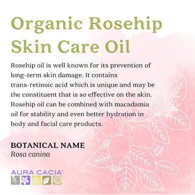 Aura Cacia Organic Rosehip Skin Care Oil GC/MS Tested for Purity 30ml 1 fl. oz.