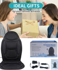 Back Massager Seat Cushion With Heat,8 Vibration Motors Massage Chair Pad For Back, Deep Tissue Vibration Seat Massager Cushion For Back Pain Relief Home Office Chair Use, Gifts For Women,Men,Black