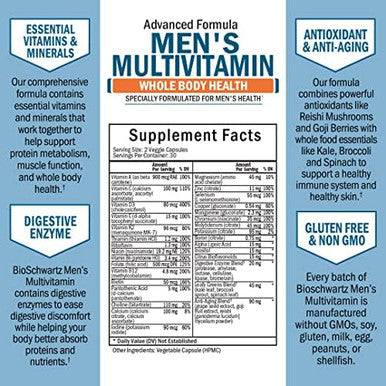 Advanced Daily Men'S Multivitamin With Vitamin C A B D3 E And Zinc (1 Month Supply) Plus 65 Billion Cfu Daily Probiotic Supplement (1 Month Supply)