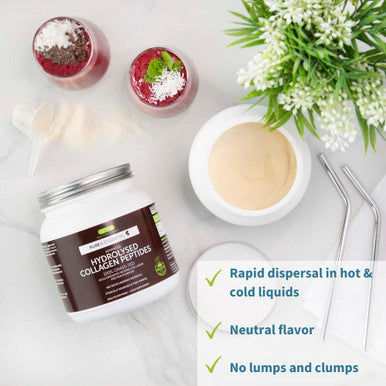 Pure & Essential 100% Grass Fed Bovine Collagen Protein Powder, Advanced Hydrolyzed Collagen Peptides, Collagen Types 1, 2 & 3, Non-GMO, Free Range, Gluten & Dairy Free, Easy Mix, 40 Servings
