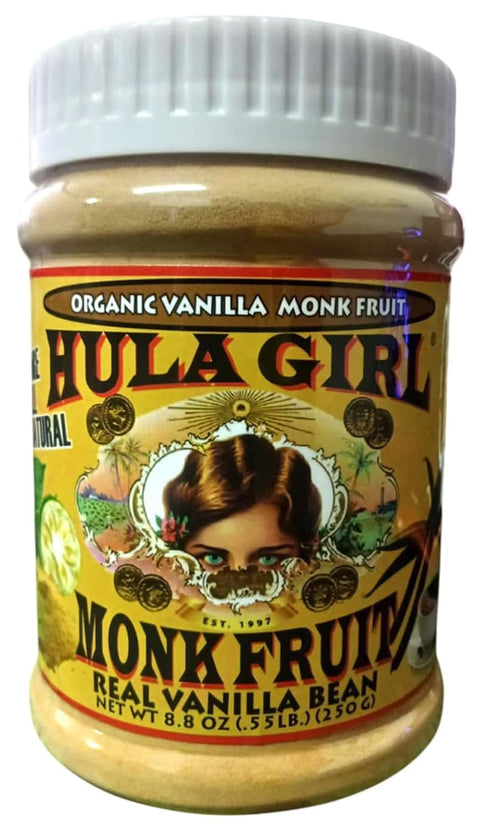 Hula Girl Organic Vanilla Monk Fruit Sweetener ÃƒÂ¢Ã¢â€šÂ¬Ã¢â‚¬Å“ Zero Cal & Keto No Erythritol 7 Oz (0.44LB) 200 Grams Bag