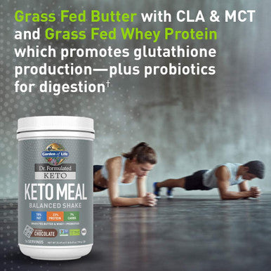 Garden of Life Dr. Formulated Keto Meal Balanced Shake - Chocolate Powder 14 Servings Truly Grass Fed Butter & Whey Protein Plus Probiotics Non-Gmo Gluten Free Ketogenic Paleo Meal Replacement