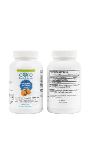 IV for Life Liposomal Vitamin C by Core Med Science - 1000mg - 90 Softgels - Quali-C - Vitamin C Supplement