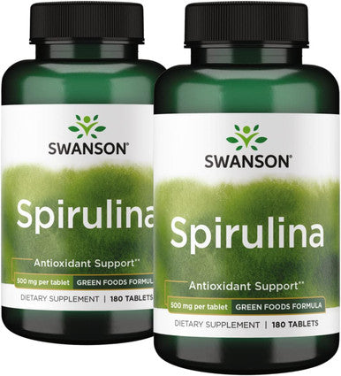 Swanson Spirulina 500 Milligrams 360 Tabs 2 Bottles