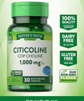 Citicoline 1000mg | 30 Capsules | CDP Choline | Non-GMO & Gluten Supplement | by Natures Truth