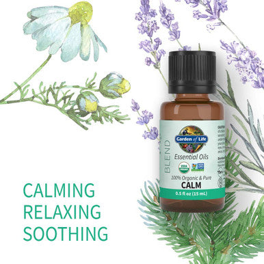 Garden of Life Essential Oils 100% Organic And Pure Lavender Essential Oil Plus Chamomile & Fir Balsam - Calm Blend For Diffusers Home Skin & Body Care Calming Relaxing Soothing 0.5 Fl Oz