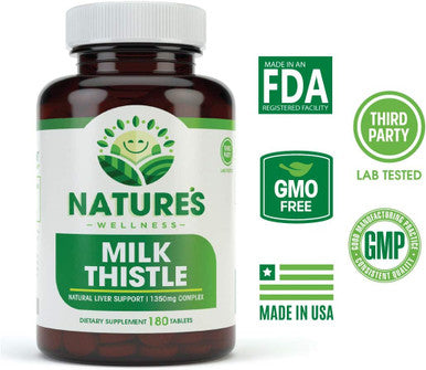Milk Thistle - 180 Count - Standardized Silymarin Extract For Maximum Liver Support - Detox, Cleanse & Maintain Your Liver ÃƒÂ¢Ã¢â€šÂ¬Ã¢â‚¬Å“ 1350 Mg Extract & Seed Complex - Natural Herbal Supplement - 60 Servings