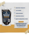 Fermentaholics Organic Unsulphured Blackstrap Molasses | 20 Oz Pouch | Ou her & Unsulfured | Spouted Pouch For Easy Measuring And Pouring (1-Pack 20 Fl Oz)