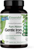 Emerald Labs Gentle Iron 25mg Ferrous Bisglycinate Chelate Chelated Iron Supplement That Supports Energy Eye Immune and Heart Health 120 Vegetable Capsules (120Day Supply)