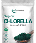 Micro Ingredients Organic Chlorella Powder, 16 Ounce (1lb), Broken Cell Wall, Rich in Vegan Proteins & Vitamins, Raw, Bulk Premium Chlorella Supplement, Vegan Friendly, Non-Irradiation