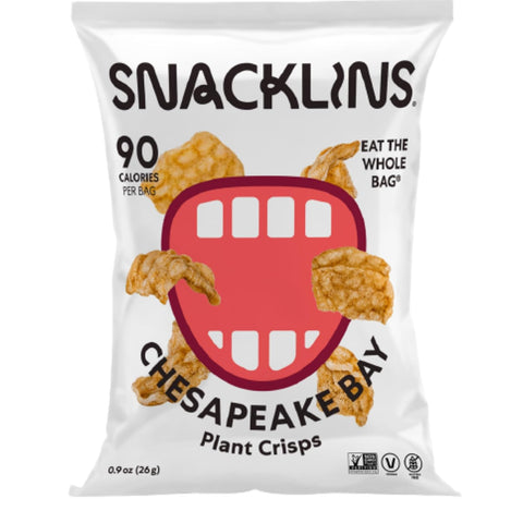 SNACKLINS Plant Based Crisps SEA SALT & VINEGAR - Gluten Free, Grain Free, 100% Kosher, Vegan Healthy Snacks, Crunchy Puffed Snack, Only 100 Calories Per Bag - .9oz (Case of 12)