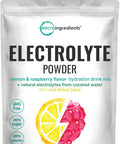 Micro Ingredients Hydration Electrolyte Powder 2lbs (139 Servings) Keto & No Sugar - High Potassium (1000mg) with Lemon Raspberry Flavored - Made with Real Lemon Juice & Coconut Water - Non-GMO