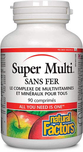 Natural Factors Super Multi Iron Free Daily Multivitamin and Mineral Support 90 tablets 90 servings
