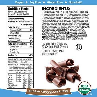 Orgain Organic Vegan Protein Powder + Greens Creamy Chocolate Fudge (1.94Lb) And Organic Vegan Protein Powder Peanut Butter (2.03Lb) Bundle
