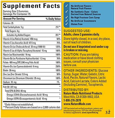 Nature Made Multivitamin For Him With Omega-3, Mens Multivitamins For Daily Nutritional Support, Multivitamin For Men, 80 Gummy Vitamins And Minerals, 40 Day Supply