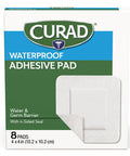 Curad White Waterproof Adhesive Pads 4" x 4" Advanced Wound Care 1 Box 8 Count