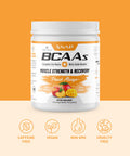 Snap BCAA Powder Essential Amino Supplement with Nitric Oxide Booster - Pre Workout Powder, Recovery Supplements Post Workout, Muscle Strength, BCAA for Women & Men (30 Servings) (Peach Mango)