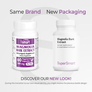 Supersmart Magnolia Bark Extract 300 mg Per Day Powerful Antioxidant Stress Relief Emotional Boost NonGMO Gluten Free 60 Vegetarian Capsules